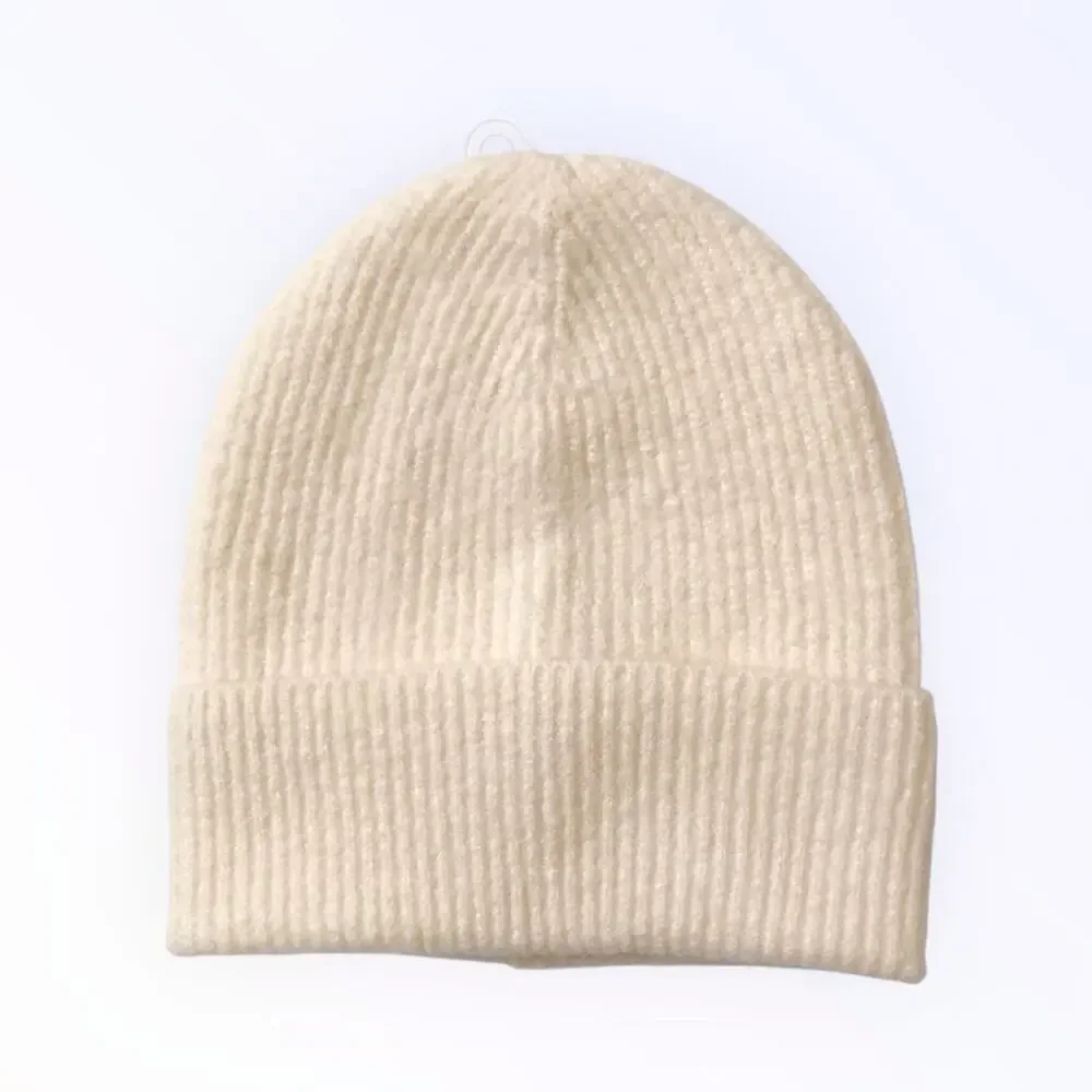 J. Crew NWT Cream Knit Beanie Ribbed Fisherman Hat with Wool Blend